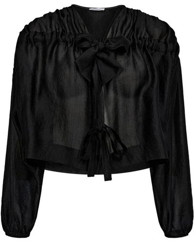 co'couture Moniquecc tie bluse mit rüschen-details - Schwarz