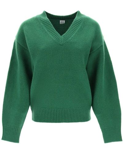 Totême Knitwear > v-neck knitwear - Vert