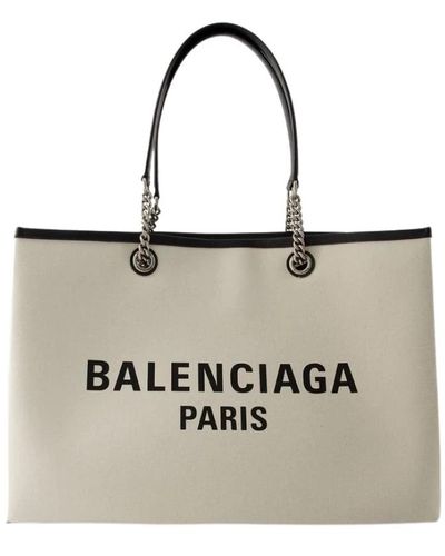Balenciaga L baumwoll tote tasche mit abnehmbarer tasche - Natur