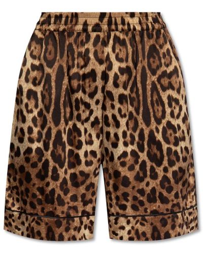 Dolce & Gabbana Shorts con motivo animal - Marrón