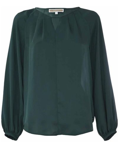 Kocca Elegante Bluse mit Bootsausschnitt und Cut-Out - Grün