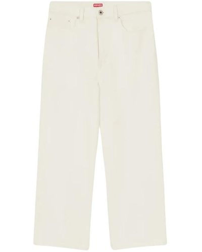 KENZO Solid sumire cropped jeans - Blanco