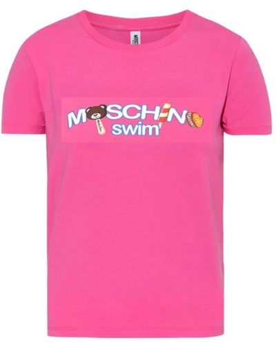 Moschino Fuchsia multicolor t-shirt mode - Pink
