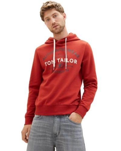 Tom Tailor Felpa con cappuccio uomo con design frontale - Rosso