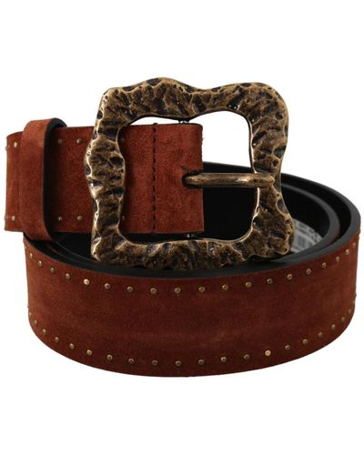 Dolce & Gabbana Leather studded baroque belt - Marrone