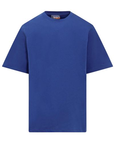 Just Don Elektrisches blaues Baumwoll übergroße T-Shirt
