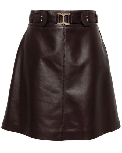 Chloé Leather Skirts - Brown