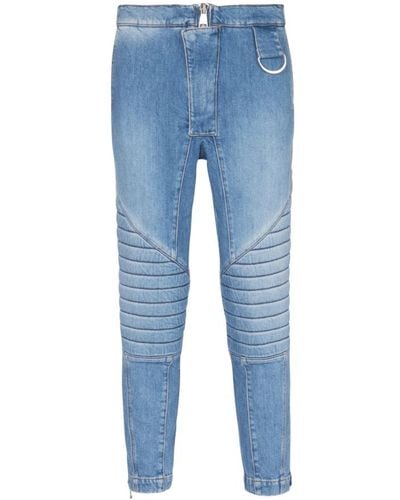 Balmain Ribbed cotton slim-fit jeans - Blau