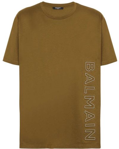 Balmain T-shirt oversize in cotone ecosostenibile con logo riflettente - Verde
