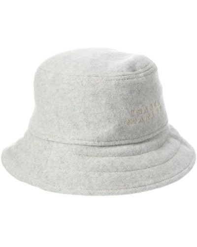 Isabel Marant Sombrero cubo de fieltro de lana con logo - Gris