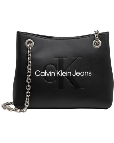Calvin Klein Verstellbare schultertasche mit magnetverschluss - Schwarz