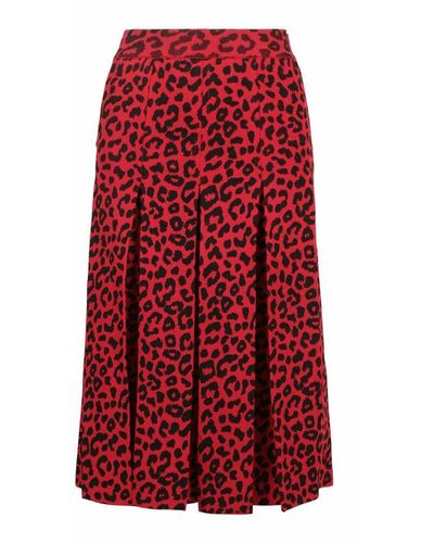 Gucci Leopard print silk skirt - Rojo