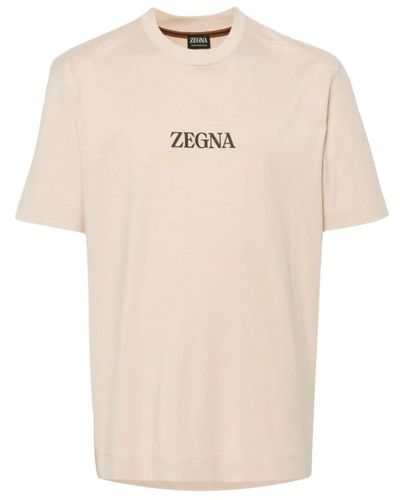 Zegna R t-shirt mit logo-detail - Natur