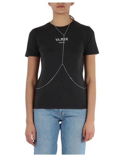 Replay T-shirt in cotone con dettaglio catena rimovibile - Nero