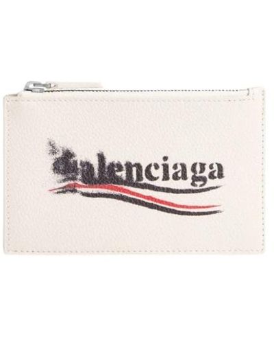 Balenciaga Leder geldbörse mit logoaufdruck - Weiß