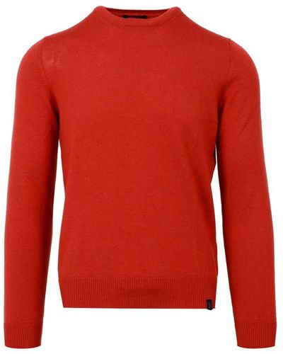 Fay Rostfarbener woll-crew-neck sweater - Rot