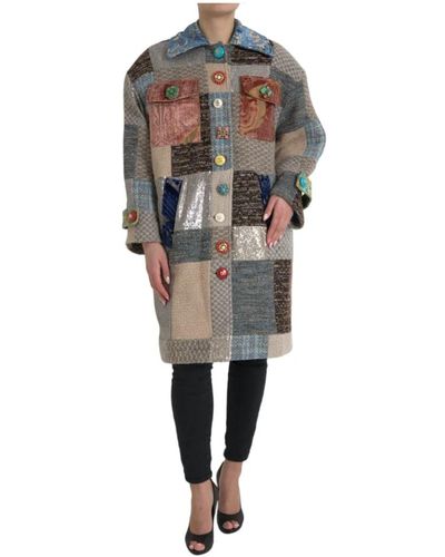 Dolce & Gabbana Patchwork trench coat jacke - Mehrfarbig