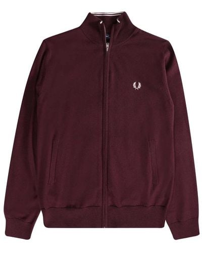 Fred Perry Authentic Classic Zip Through Cardigan Burgundy L - Purple