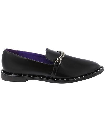 Stella McCartney Zapatos loafer negros con cadena metálica icónica - Azul