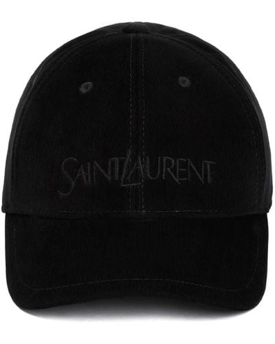 Saint Laurent Schwarze cord baseball cap