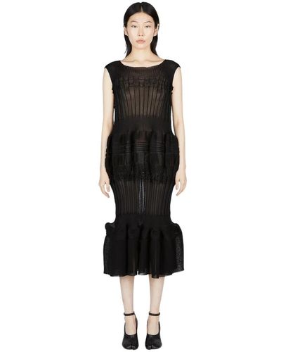 Issey Miyake Transparentes assemblage-kleid mit voluminösen paneelen - Schwarz