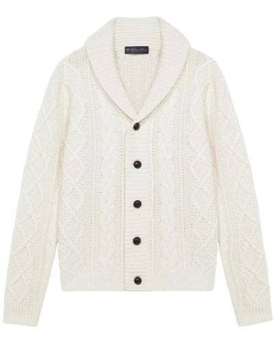 Brooks Brothers Cardigan in lana a maglia grossa bianco sporco