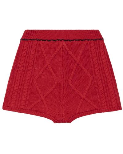 Marine Serre Cable knit mini shorts - Rojo
