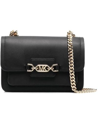 MICHAEL Michael Kors Heather Bolso de hombro de cuero extra pequeño - Negro