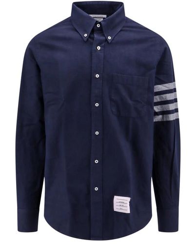 Thom Browne Blaues button-down-hemd hergestellt in italien