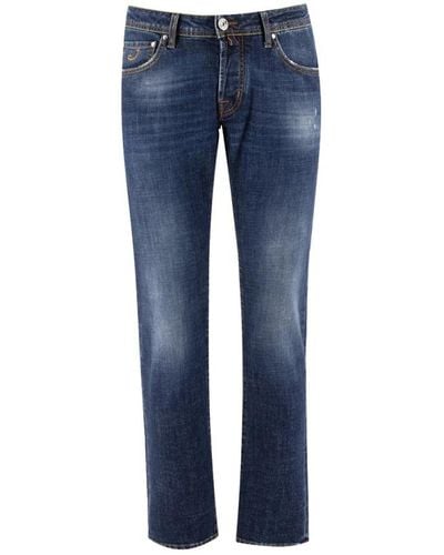 Jacob Cohen Stretch Denim Straight Jeans - Blau