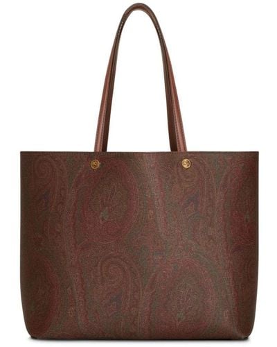 Etro Braune paisley jacquard einkaufstasche