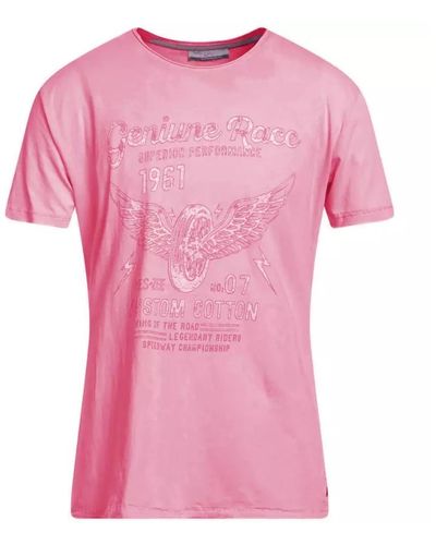 Yes-Zee Bedrucktes rosa baumwoll-t-shirt - Pink