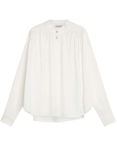 SOSUE Oversized weiße bluse mit stehkragen