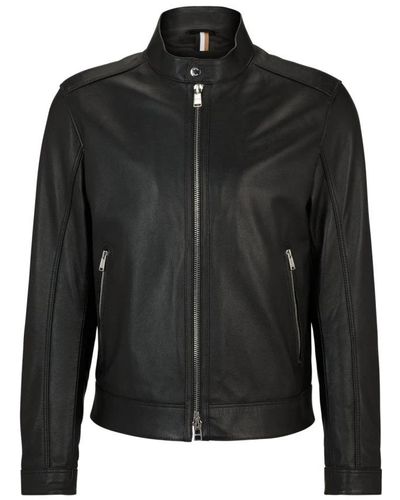 BOSS Leather Jackets - Black
