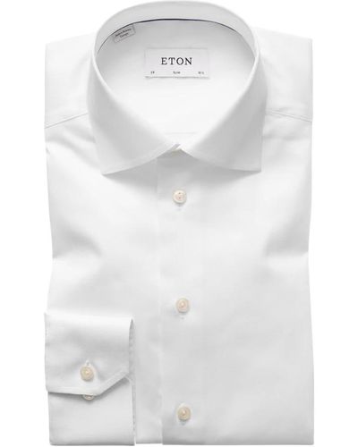 Eton Firma twill slim fit t-shirt - Bianco