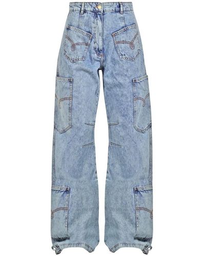 Moschino Jeans cargo vita alta effetto vintage - Blu