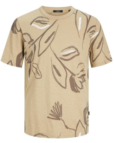 Jack & Jones Bedrucktes t-shirt mit kurzen ärmeln - Natur