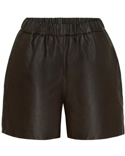 Notyz Leder shorts skind dunkel schokoladenbraun - Schwarz