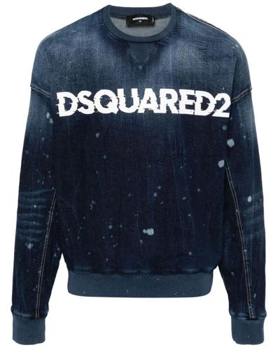 DSquared² Denim logo weißer sweatshirt - Blau
