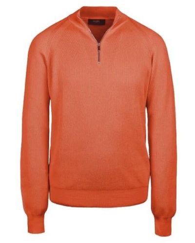 Moorer Rippstrick halb rollkragen pullover,knitwear - Orange