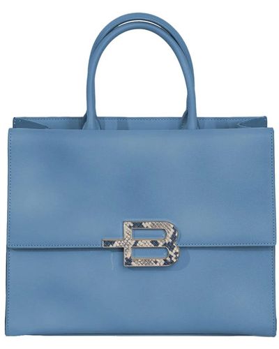 Baldinini Blau lederhandtasche mit reißverschluss