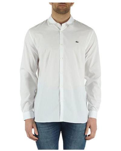 Lacoste Camicia slim fit in cotone con patch logo - Bianco