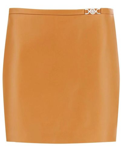 Versace Falda mini de cuero medusa 95 - Naranja