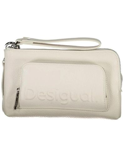 Desigual Weiße handtasche mit logo reißverschluss - Natur