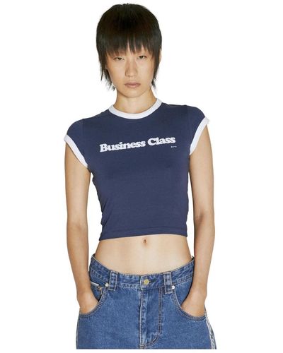 Eytys Cropped t-shirt mit geprägtem text - Blau