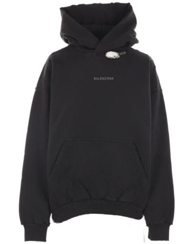 Balenciaga Schwarzer hoodie mit strass-logo