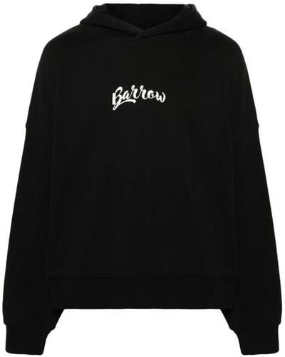 Barrow Schwarzer pullover mit kapuze und logo-detail,bedruckter schwarzer pullover