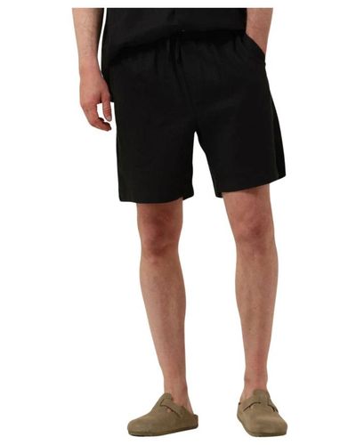 Woodbird Schwarze leinen shorts für den sommer