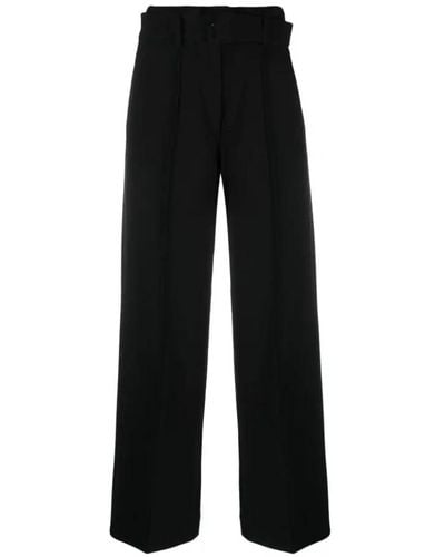 DKNY Pantalón negro de doble tejido con cinturón