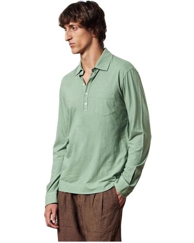 Massimo Alba Polo leggera in cotone con tasca sul petto - Verde